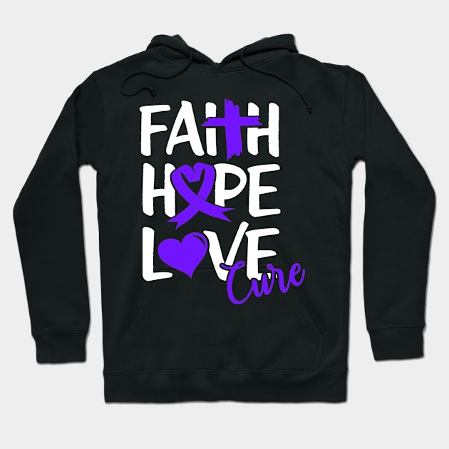 Religious Pancreatic Cancer Support Faith Hope Love Cure Pancreas Cancer Hoodie by StacysCellar